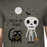 Trick-Or-Treat Skeleton Black Cat Mens Dark Grey Shirt
