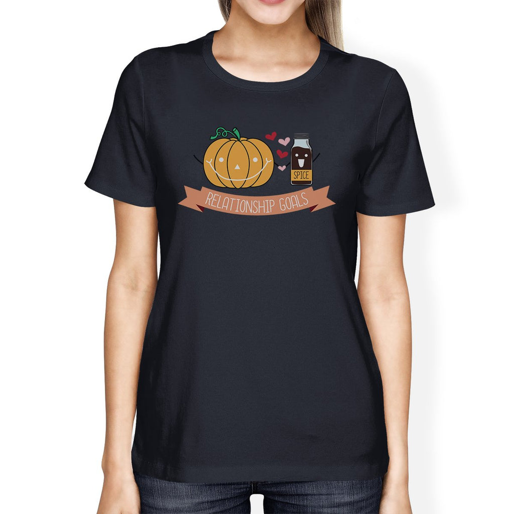 Pumpkin Spice Relationship Goals Womens Navy Shirt