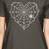 Heart Spider Web Womens Dark Grey Shirt