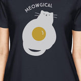 Meowgical Cat And Fried Egg Womens Navy Shirt