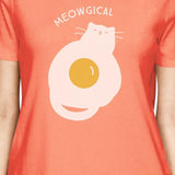 Meowgical Cat And Fried Egg Womens Peach Shirt