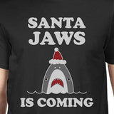 Santa Jaws Is Coming Mens Black Shirt