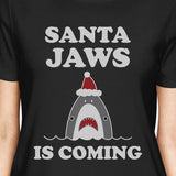 Santa Jaws Is Coming Womens Black Shirt