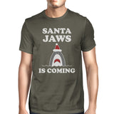Santa Jaws Is Coming Mens Dark Grey Shirt