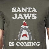 Santa Jaws Is Coming Mens Dark Grey Shirt