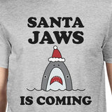 Santa Jaws Is Coming Mens Grey Shirt