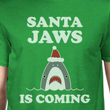 Santa Jaws Is Coming Mens Green Shirt