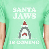 Santa Jaws Is Coming Womens Mint Shirt