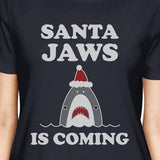 Santa Jaws Is Coming Womens Navy Shirt
