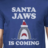 Santa Jaws Is Coming Mens Royal Blue Shirt
