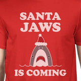 Santa Jaws Is Coming Mens Red Shirt