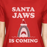 Santa Jaws Is Coming Womens Red Shirt
