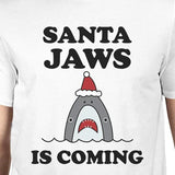 Santa Jaws Is Coming Mens White Shirt