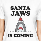 Santa Jaws Is Coming Womens White Shirt