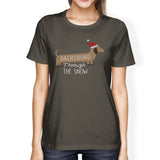 Dachshund Through The Snow Womens Dark Grey Shirt