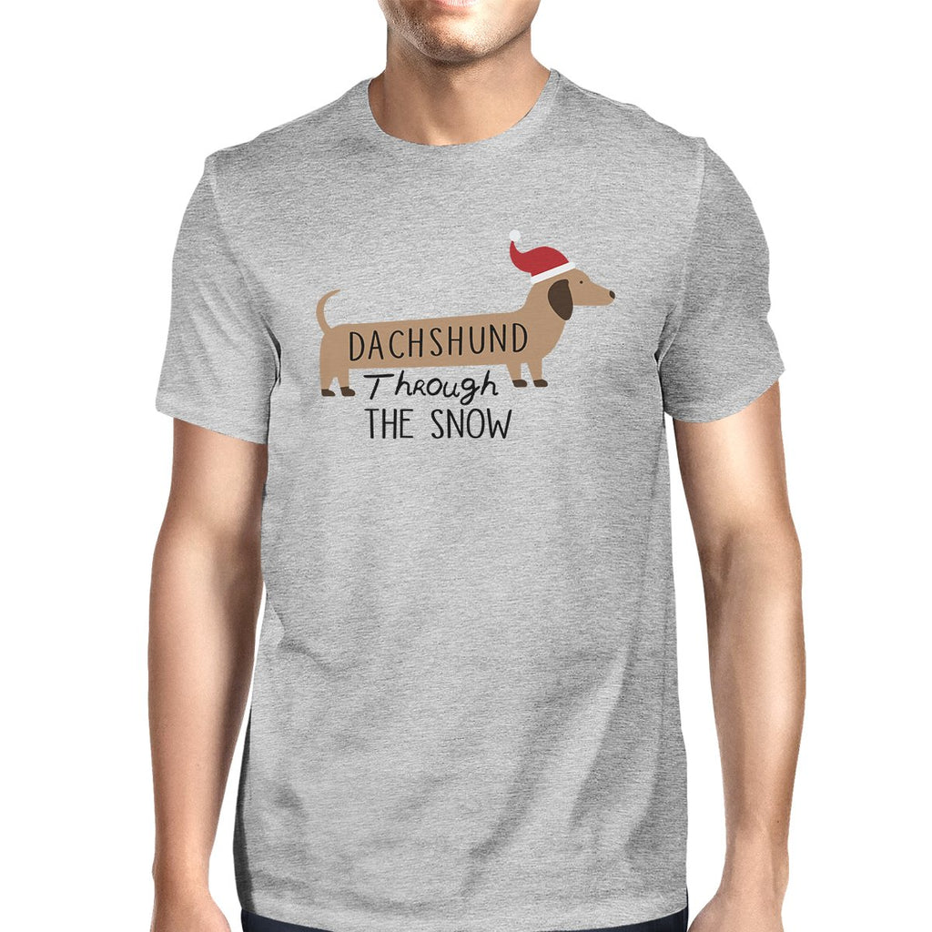 Dachshund Through The Snow Mens Grey Shirt