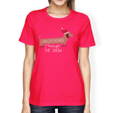 Dachshund Through The Snow Womens Hot Pink Shirt