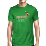 Dachshund Through The Snow Mens Green Shirt