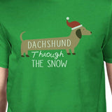 Dachshund Through The Snow Mens Green Shirt