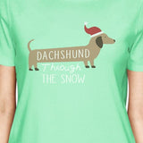 Dachshund Through The Snow Womens Mint Shirt