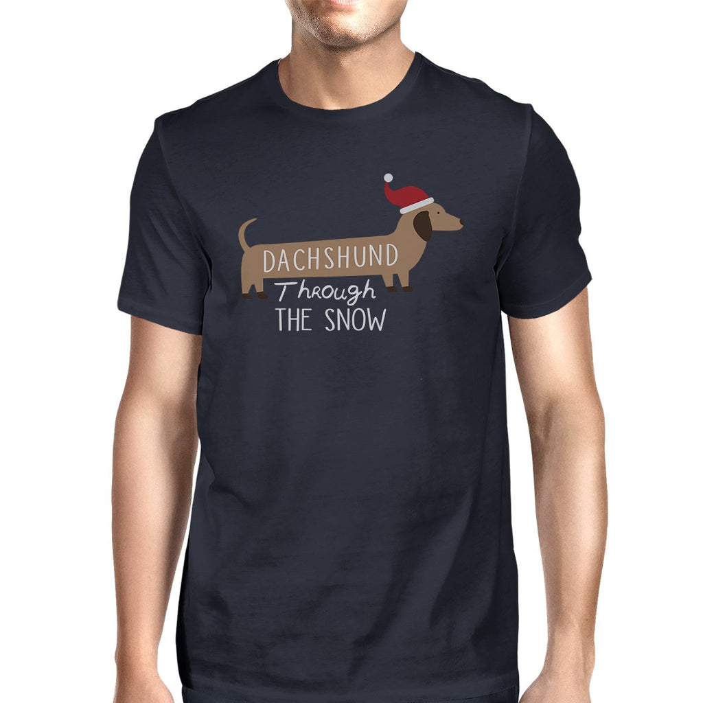 Dachshund Through The Snow Mens Navy Shirt