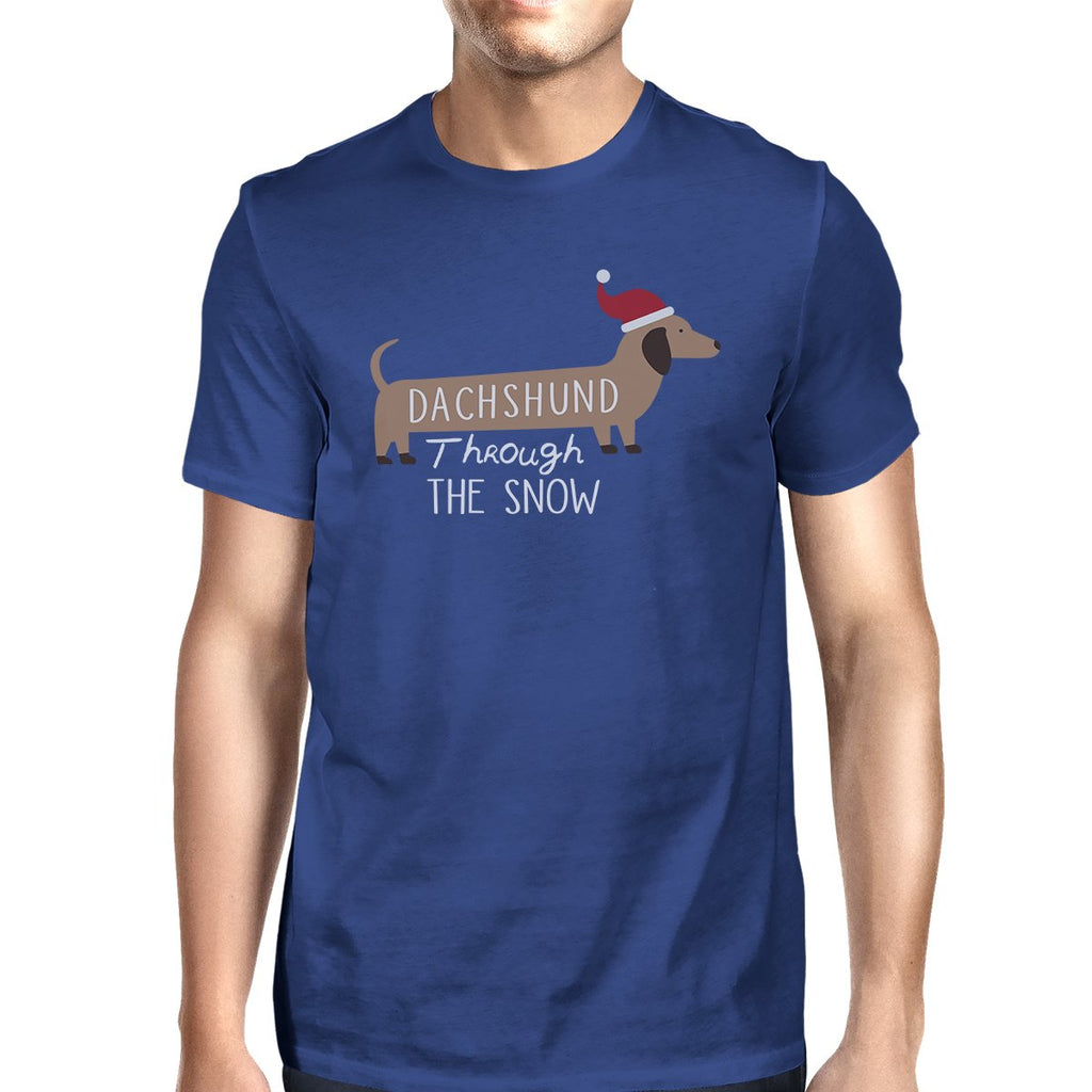 Dachshund Through The Snow Mens Royal Blue Shirt