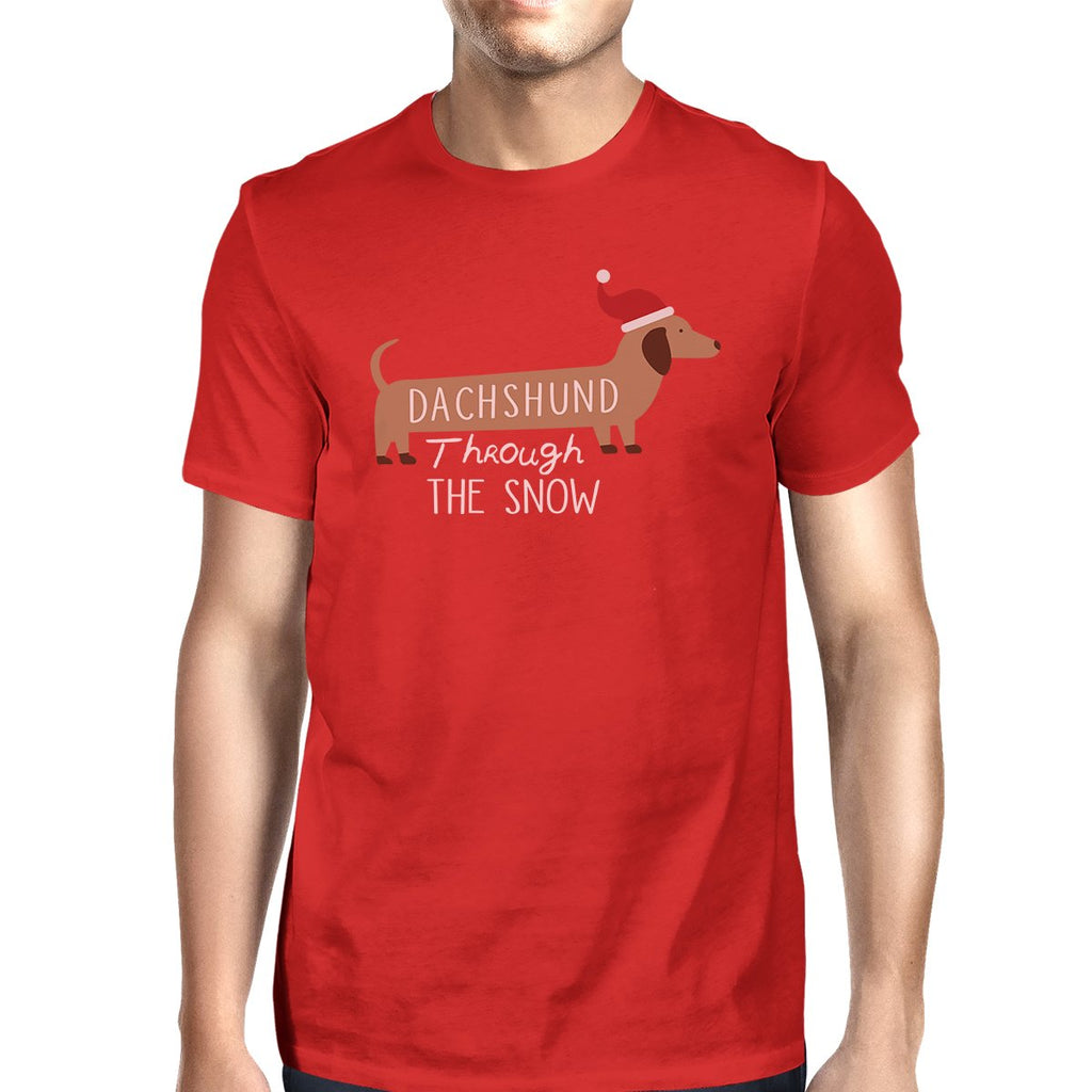 Dachshund Through The Snow Mens Red Shirt