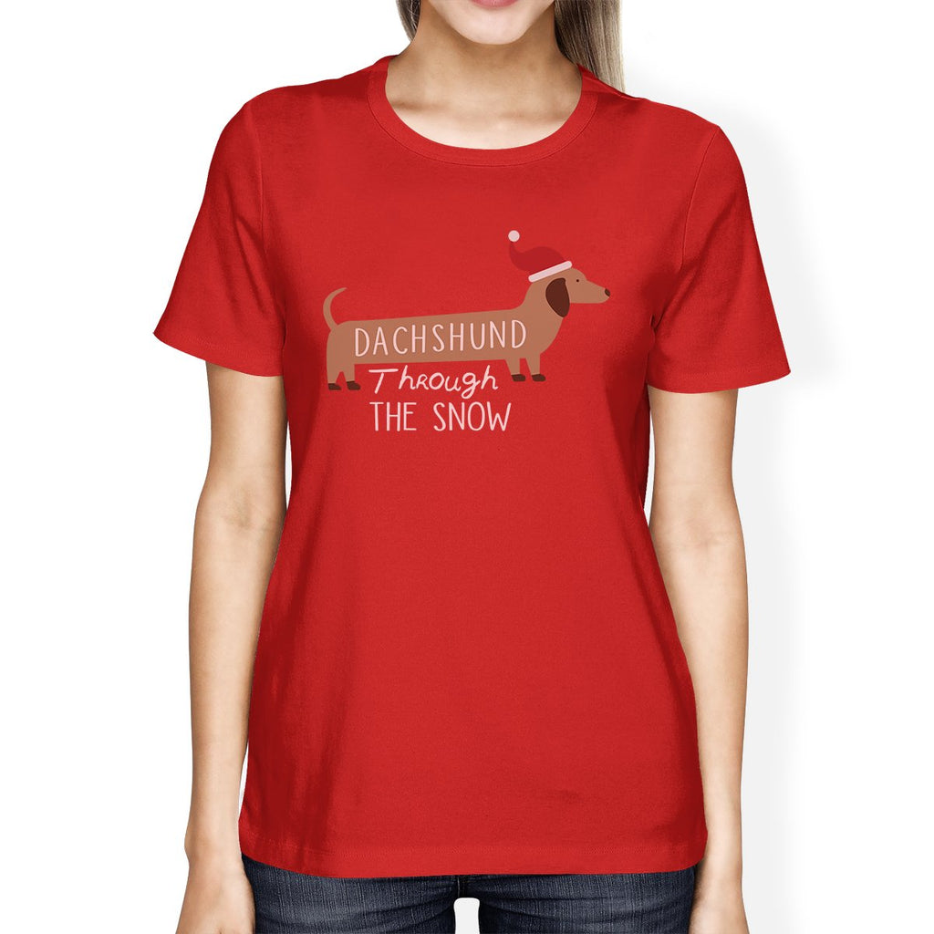 Dachshund Through The Snow Womens Red Shirt