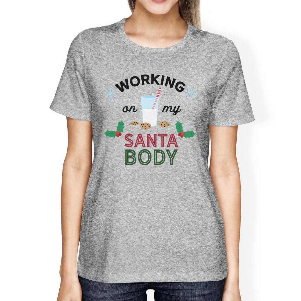 Working On My Santa Body Womens Grey Shirt