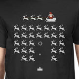 Pixel Game Santa And Rudolph Mens Black Shirt