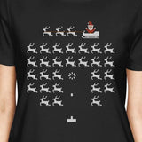 Pixel Game Santa And Rudolph Womens Black Shirt
