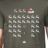 Pixel Game Santa And Rudolph Mens Dark Grey Shirt