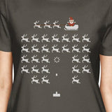 Pixel Game Santa And Rudolph Womens Dark Grey Shirt