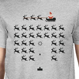 Pixel Game Santa And Rudolph Mens Grey Shirt