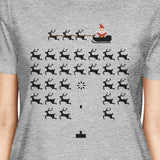 Pixel Game Santa And Rudolph Womens Grey Shirt