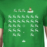 Pixel Game Santa And Rudolph Mens Green Shirt