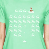 Pixel Game Santa And Rudolph Womens Mint Shirt