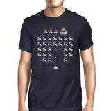 Pixel Game Santa And Rudolph Mens Navy Shirt