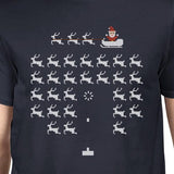 Pixel Game Santa And Rudolph Mens Navy Shirt