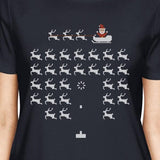 Pixel Game Santa And Rudolph Womens Navy Shirt