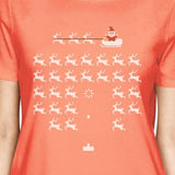 Pixel Game Santa And Rudolph Womens Peach Shirt