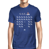 Pixel Game Santa And Rudolph Mens Royal Blue Shirt