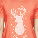 Make It Rein Vintage Reindeer Womens Peach Shirt