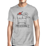 Meowy Catmas Santa Cat Is Coming Mens Grey Shirt