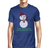Some People Are Worth Melting For Snowman Mens Royal Blue Shirt