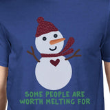 Some People Are Worth Melting For Snowman Mens Royal Blue Shirt