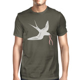 Pink Ribbon And Swallows Birds Mens Shirt