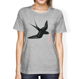 Pink Ribbon And Swallows Birds Womens Shirt