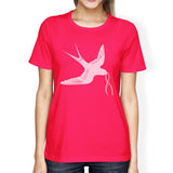 Pink Ribbon And Swallows Birds Womens Shirt