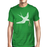 Pink Ribbon And Swallows Birds Mens Shirt